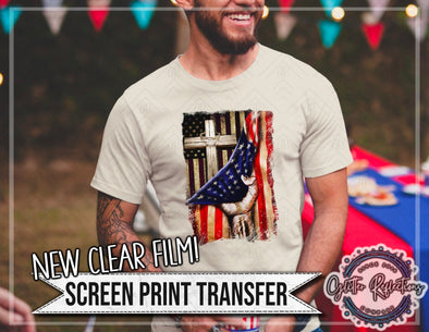 Ready To Press Clear Screen Print Transfer| Screen Print| Patriotic Transfer| In God We Trust| God Bless America| American Flag Transfer - Southbound Supply Co.